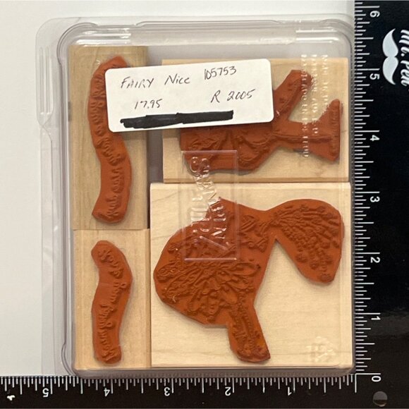 2005 STAMPIN' UP! 105753 FAIRY NICE Wood Mounted Rubber Stamp set of 4 WAND STAR - Picture 3 of 5